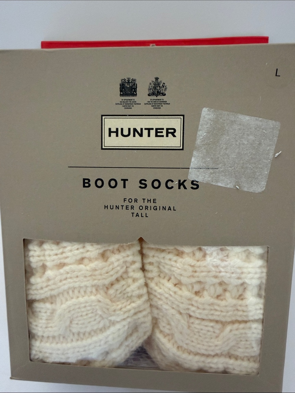 Hunter Cream Cable Knit Boot Socks L NWT
